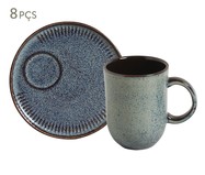 Jogo de Canecas Coup Stoneware com Pires Titanium Azul | WestwingNow