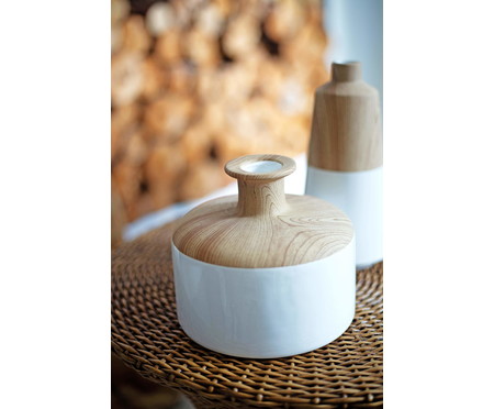 Vaso em Cerâmica Chuck Vinga - Branco e Bege | WestwingNow