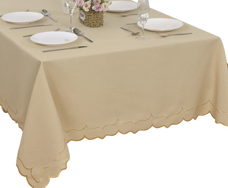 Toalha de Mesa Moldura Beige