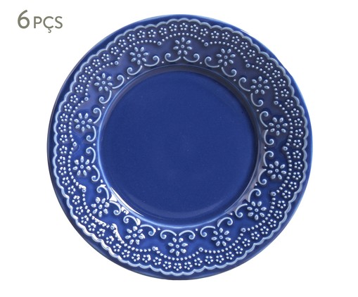 Jogo de Pratos para Sobremesa em Cerâmica Madeleine - Azul, Azul | WestwingNow