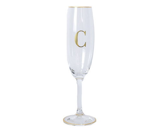 Taça para Champagne em Cristal Inicial Gold C, Transparente | WestwingNow
