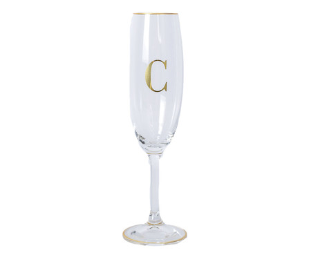 Taça para Champagne em Cristal Inicial Gold C