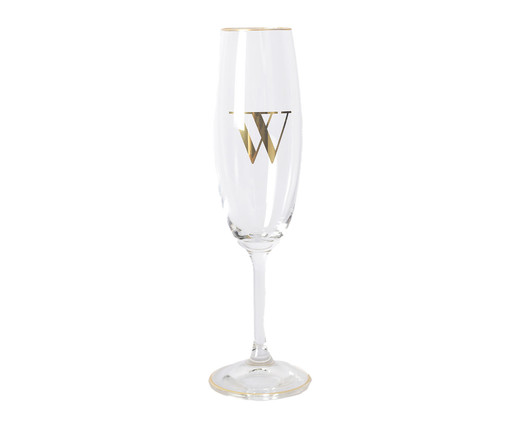 Taça para Champagne em Cristal Inicial Gold W, Transparente | WestwingNow