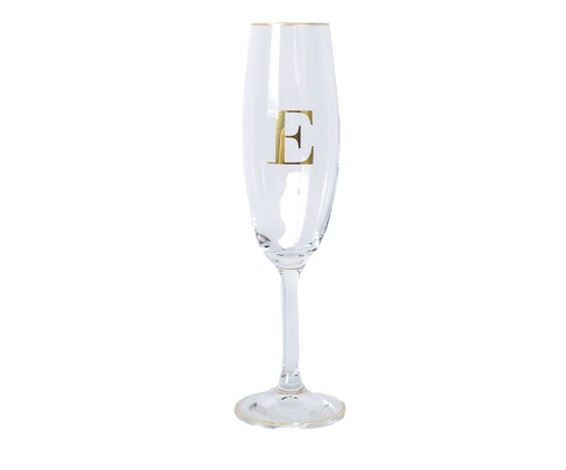 Taça para Champagne em Cristal Inicial Gold e, Transparente | WestwingNow