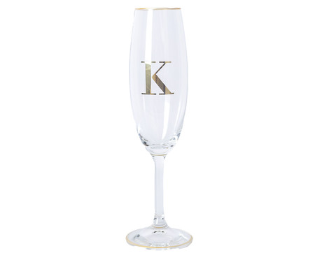 Taça para Champagne em Cristal Inicial Gold K