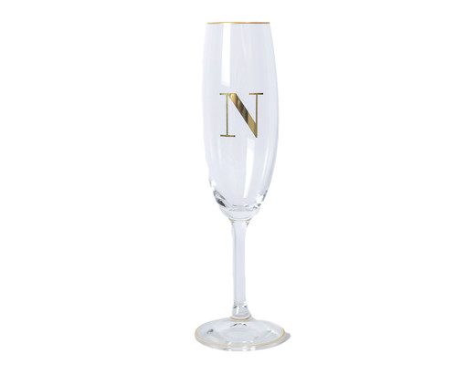 Taça para Champagne em Cristal Inicial Gold N, Transparente | WestwingNow