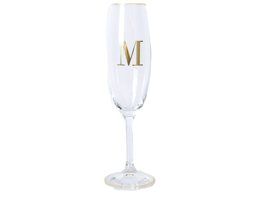Taça para Champagne em Cristal Inicial Gold M, Transparente | WestwingNow