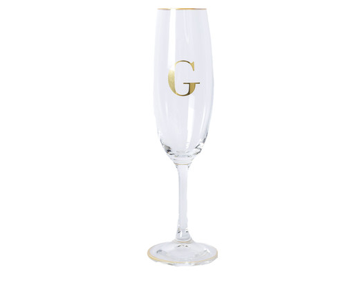 Taça para Champagne em Cristal Inicial Gold G, Transparente | WestwingNow