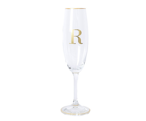 Taça para Champagne em Cristal Inicial Gold R, Transparente | WestwingNow