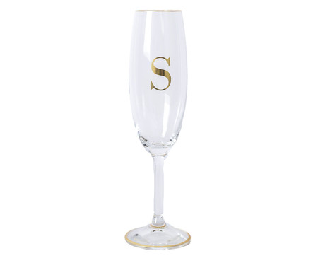 Taça para Champagne em Cristal Inicial Gold S