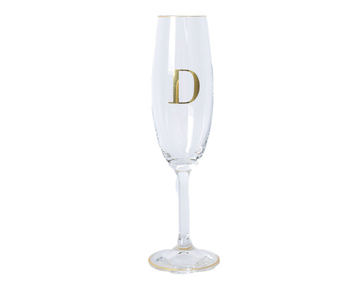Taça para Champagne em Cristal Inicial Gold D, Transparente | WestwingNow