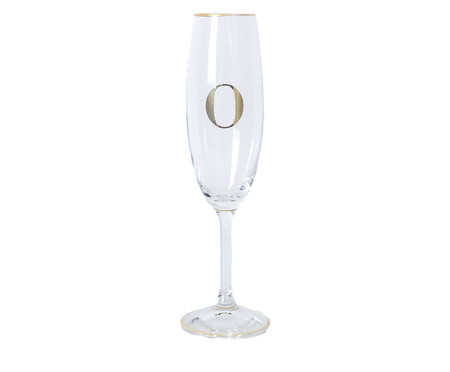 Taça para Champagne em Cristal Inicial Gold O