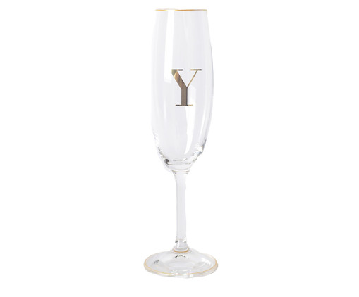 Taça para Champagne em Cristal Inicial Gold Y, Transparente | WestwingNow