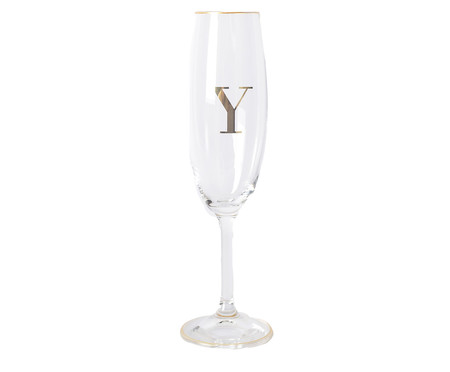Taça para Champagne em Cristal Inicial Gold Y