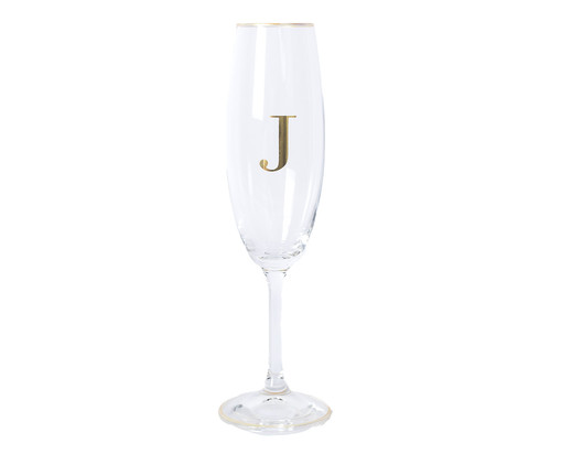 Taça para Champagne em Cristal Inicial Gold J, Transparente | WestwingNow