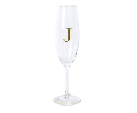 Taça para Champagne em Cristal Inicial Gold J