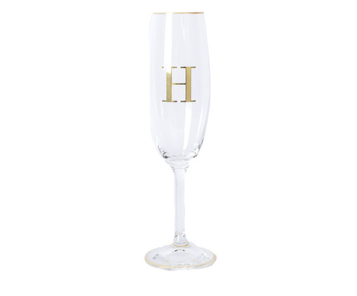 Taça para Champagne em Cristal Inicial Gold H, Transparente | WestwingNow