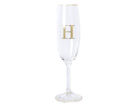 Taça para Champagne em Cristal Inicial Gold H