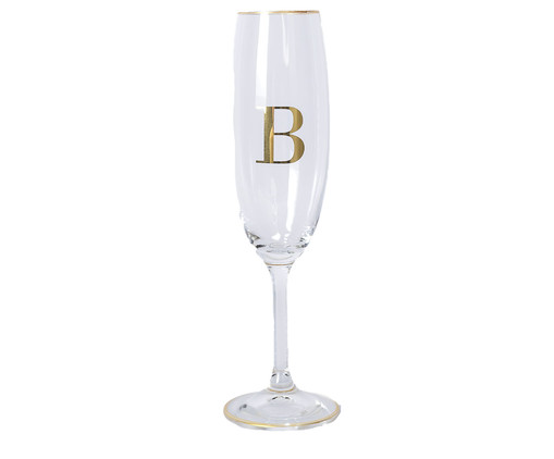 Taça para Champagne em Cristal Inicial Gold B, Transparente | WestwingNow