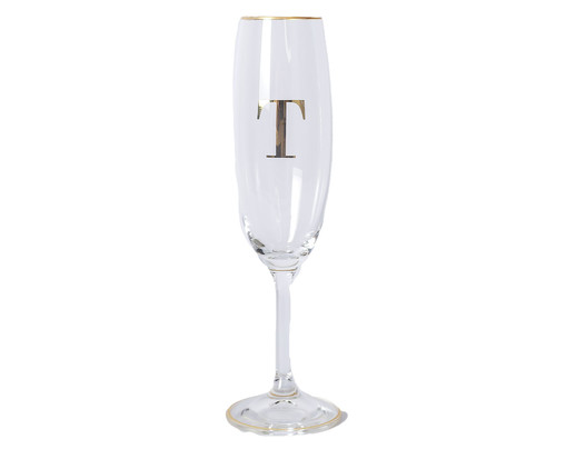 Taça para Champagne em Cristal Inicial Gold T, Transparente | WestwingNow