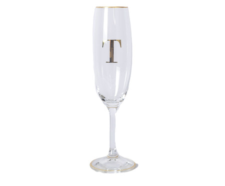 Taça para Champagne em Cristal Inicial Gold T