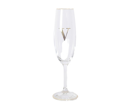Taça para Champagne em Cristal Inicial Gold V
