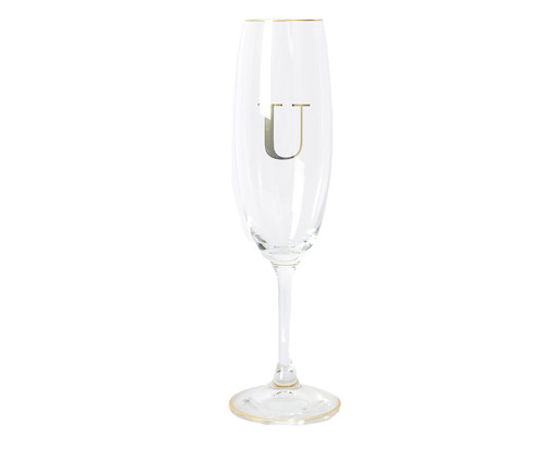 Taça para Champagne em Cristal Inicial Gold U, Transparente | WestwingNow