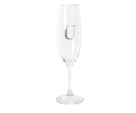 Taça para Champagne em Cristal Inicial Gold U