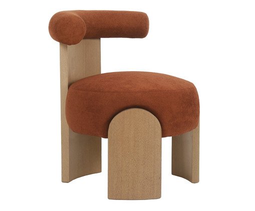 Poltrona Zoe em Boucle Terracota base Pecan, Terracotta | WestwingNow