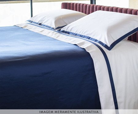 Duvet Casual Azul Marinho e Branco Solteiro | Westwing