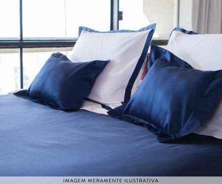 Duvet Casual Azul Marinho e Branco Solteiro | Westwing