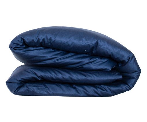 Duvet Casual Azul Marinho e Branco Solteiro, Branco | WestwingNow