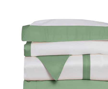 Jogo de Cama Casual Branco e Verde - Solteiro