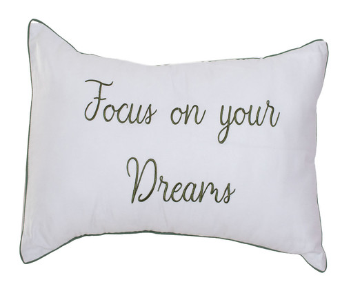 Almofada Bordada Focus On Your Dreams Branco Verde I, Branco | WestwingNow