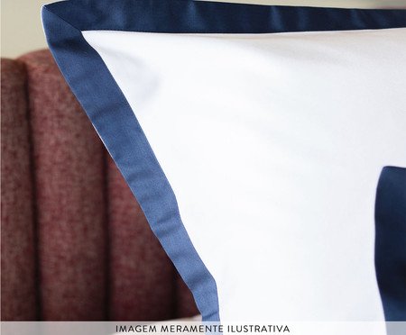 Fronha Avulsa Casual Branco e Azul Marinho | Westwing