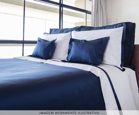 Fronha Avulsa Casual Branco e Azul Marinho | Westwing