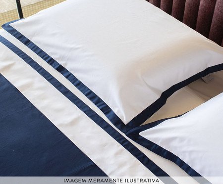 Fronha Avulsa Casual Branco e Azul Marinho | Westwing