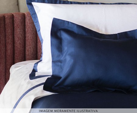 Fronha Avulsa Casual Branco e Azul Marinho | Westwing