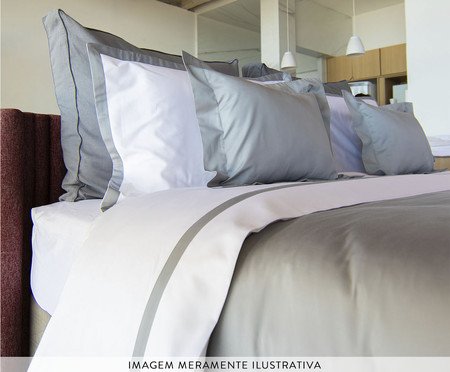 Jogo de Cama Casual Branco e Cinza - Queen