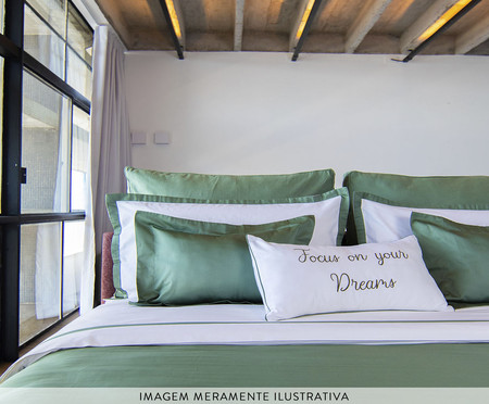 Jogo de Cama Casual Branco e Verde - Casal | WestwingNow