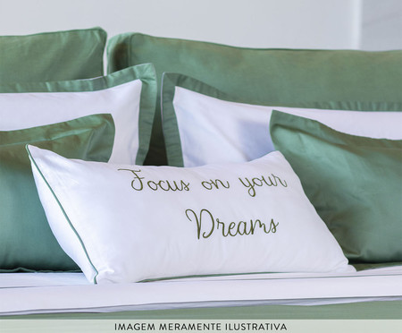 Almofada Bordada Focus On Your Dreams Branco Verde | WestwingNow