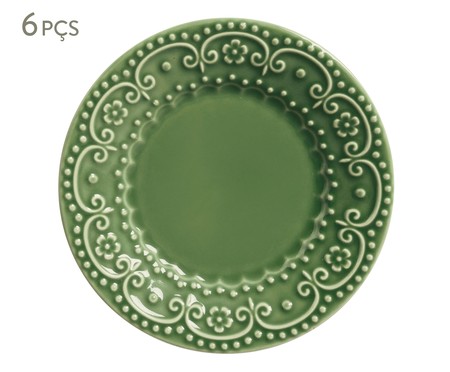 Jogo de Pratos para Sobremesa em Cerâmica Esparta - Verde Sálvia