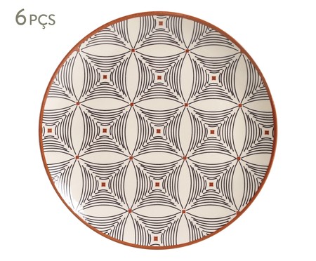 Jogo de Pratos Rasos em Cerâmica Coup Geometria - Colorido