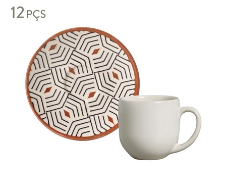 Jogo de Xícaras para Café e Pires em Cerâmica Coup Geometria - 06 Pessoas | WestwingNow