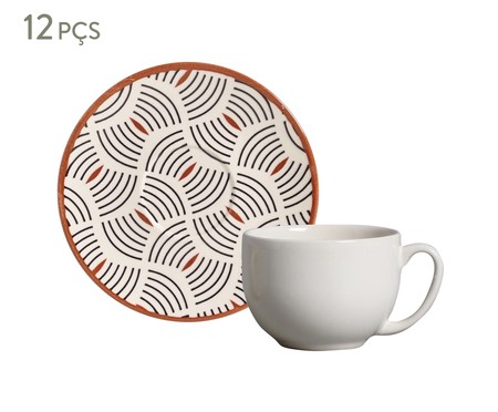 Jogo de Xícaras para Chá e Pires em Cerâmica Coup Geometria - 06 Pessoas | WestwingNow