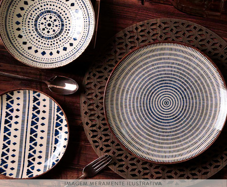 Jogo de Pratos Rasos em Cerâmica Coup Asteca - Azul | WestwingNow