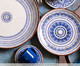 Jogo de Pratos Rasos em Cerâmica Coup Inca - Azul, Branco,Azul | WestwingNow