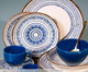 Jogo de Pratos Fundos em Cerâmica Coup Inca - Azul, Branco,Azul | WestwingNow