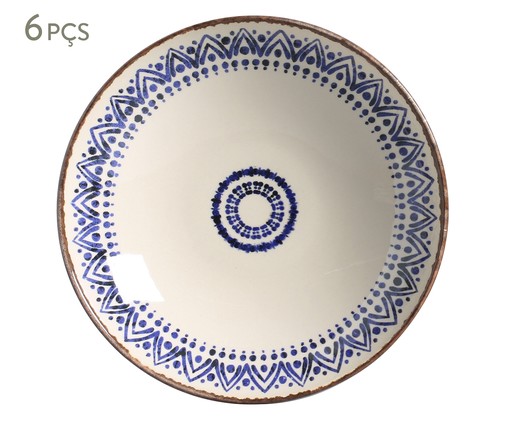 Jogo de Pratos Fundos em Cerâmica Coup Inca - Azul, Branco,Azul | WestwingNow