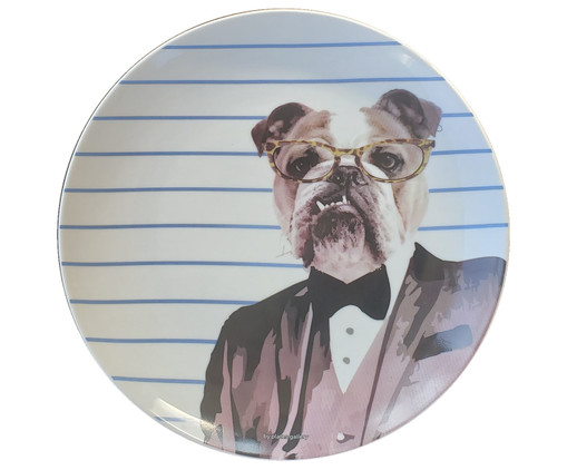 Prato de Porcelana English Bulldog Black Tie, Branco | WestwingNow